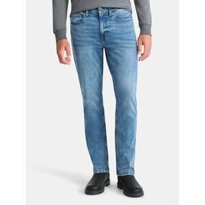 George Faded Medium Wash Blue Denim Straight Leg Jeans Men's Size 38x30